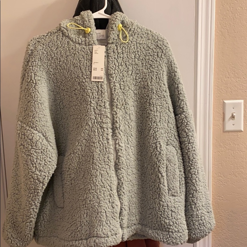 Urban Outfitters hooded mint teddy jacket